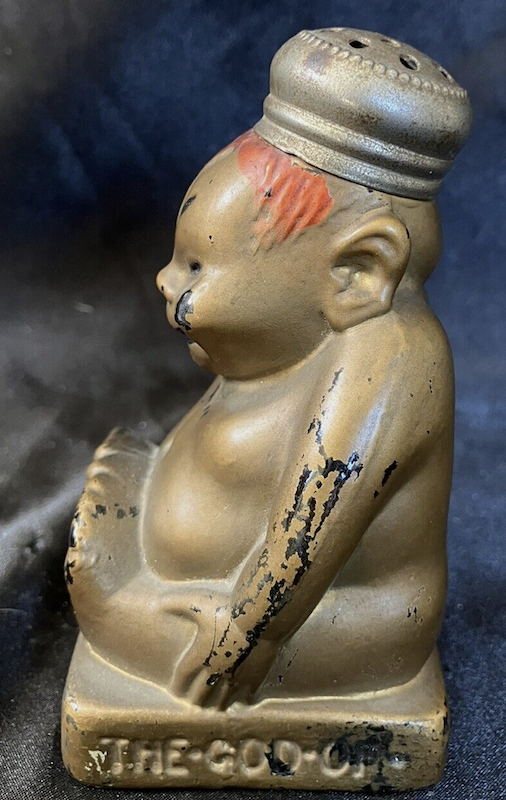 painted glass Billiken salt shaker, ca. 1912