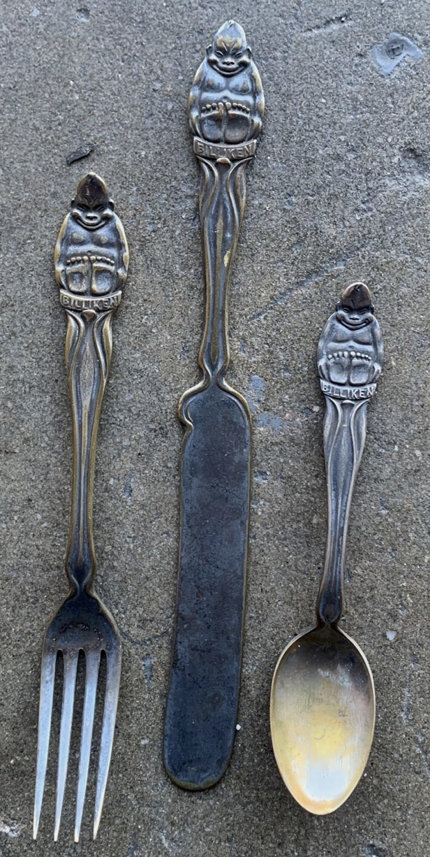 Billiken silverware set, ca. 1920s?