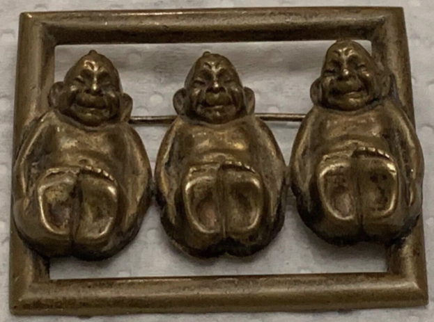 Billiken deco brass brooch, c. 1920s?